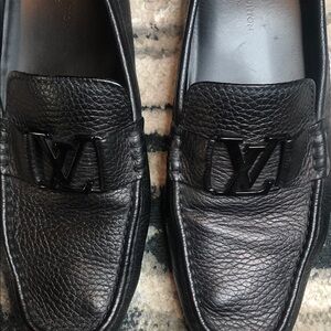 Louis Vuitton Textured Black Leather Loafers